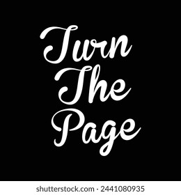 turn the page text on black background.