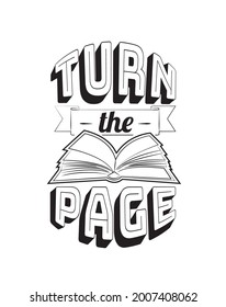 Turn the page, vector. Wall decals isolated on white background. Sticker art design. Open book illustration. Wall art, artwork. 