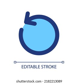 Turn pixel perfect RGB color ui icon. Refresh. Rotating arrow. Counter clockwise. Simple filled line element. GUI, UX design for mobile app. Vector isolated pictogram. Editable stroke. Arial font used