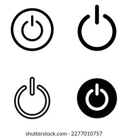 Turn power on or off icon set, flat and line style simple round vector illustration graphic for app, mobile, web, ui. Black and white color symbols isolated.