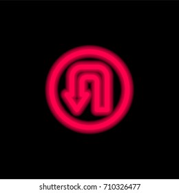 Turn red glowing neon ui ux icon. Glowing sign logo vector