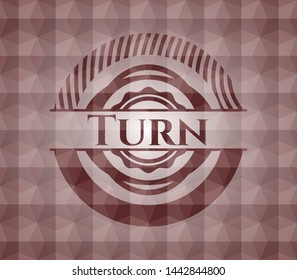 Turn red seamless badge with geometric pattern.