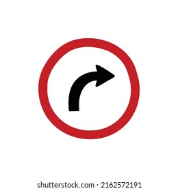 turn right ahead sign doodle icon, vector illustration