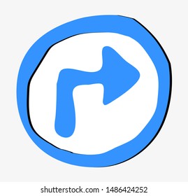 Turn right ahead sign. Vector icon.