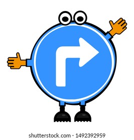 Turn right ahead sign. Vector icon.