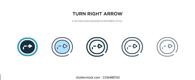 turn right arrow with broken line icon in different style vector illustration. two colored and black turn right arrow with broken line vector icons designed in filled, outline, line and stroke style