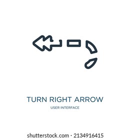 turn right arrow with broken line thin line icon. arrow, turn linear icons from user interface concept isolated outline sign. Vector illustration symbol element for web design and apps.