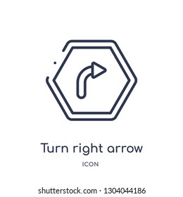 turn right arrow icon from user interface outline collection. Thin line turn right arrow icon isolated on white background.