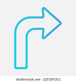 Turn right arrow icon vector illustration in gradient style, use for website mobile app presentation