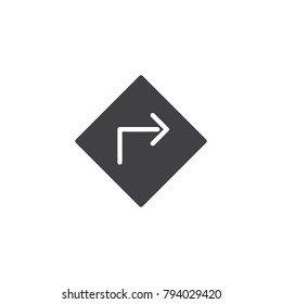 Turn right arrow icon vector, filled flat sign, solid pictogram isolated on white. Symbol, logo illustration.