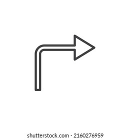 Turn right arrow line icon. linear style sign for mobile concept and web design. Arrow forward outline vector icon. Symbol, logo illustration. Vector graphics