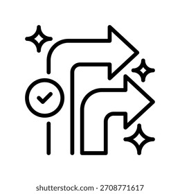 Turn Right Arrow Line Icon, Outline Symbol for Route Direction, Driving Guidance, Map Turning, Street Navigation, and Path Movement. Vector Sign Icon.