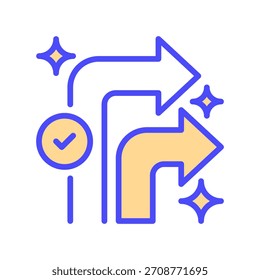Turn Right Arrow Line Icon, Outline Symbol for Route Direction, Driving Guidance, Map Turning, Street Navigation, and Path Movement. Vector Sign Icon.