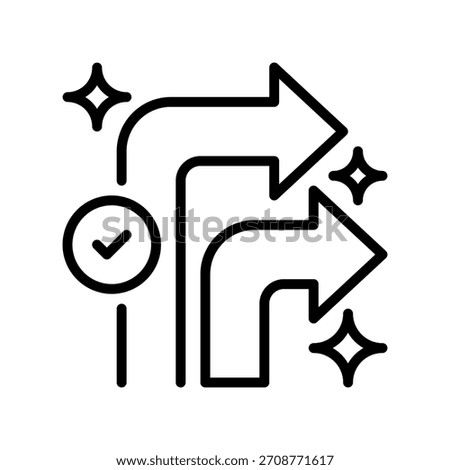 Turn Right Arrow Line Icon, Outline Symbol for Route Direction, Driving Guidance, Map Turning, Street Navigation, and Path Movement. Vector Sign Icon.