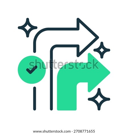 Turn Right Arrow Line Icon, Outline Symbol for Route Direction, Driving Guidance, Map Turning, Street Navigation, and Path Movement. Vector Sign Icon.