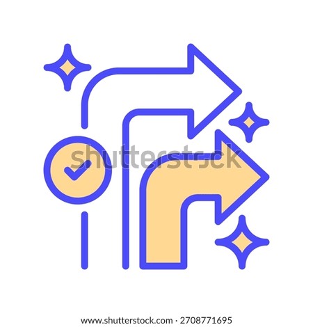 Turn Right Arrow Line Icon, Outline Symbol for Route Direction, Driving Guidance, Map Turning, Street Navigation, and Path Movement. Vector Sign Icon.