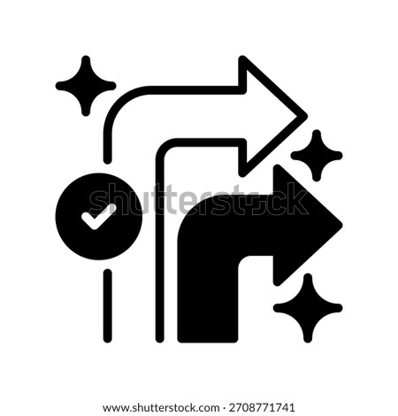 Turn Right Arrow Line Icon, Outline Symbol for Route Direction, Driving Guidance, Map Turning, Street Navigation, and Path Movement. Vector Sign Icon.