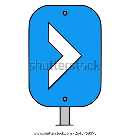 turn right arrow road sign caution attention flat color vector illustration template design