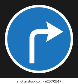 Turn right arrow sign flat icon, Traffic and road sign, vector graphics, a solid pattern on a black background, eps 10