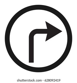 Turn right arrow sign line icon, Traffic and road sign, vector graphics, a solid pattern on a white background, eps 10
