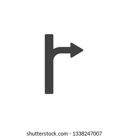 Turn right arrow vector icon. filled flat sign for mobile concept and web design. Right directional arrow glyph icon. Symbol, logo illustration. Pixel perfect vector graphics