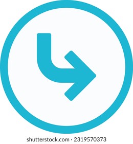 Turn Right Arrow Vector Icon Flat Style
