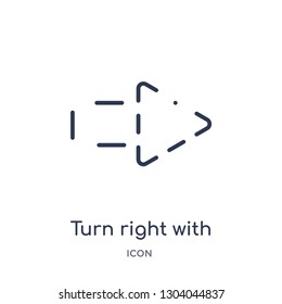turn right with broken icon from user interface outline collection. Thin line turn right with broken icon isolated on white background.
