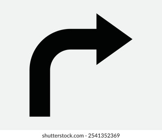 Turn Right Direction Path Route Location Position Travel Guide Navigation GPS Map Help Aid Road Traffic Sign Icon Shape Outline Black White Vector