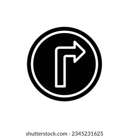 Turn Right Filled Icon Vector Illustration