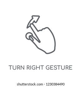 Turn Right gesture linear icon. Modern outline Turn Right gesture logo concept on white background from Hands collection. Suitable for use on web apps, mobile apps and print media.