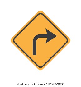 Turn right glyph icon road sign vector illustration in white background. Turn right icon sign