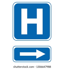 Turn right go to hospital sign.