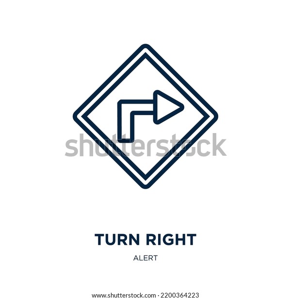 turn right icon\
from alert collection. Thin linear turn right, arrow, cursor\
outline icon isolated on white background. Line vector turn right\
sign, symbol for web and\
mobile