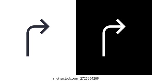 Gire a la derecha concepto de icono con fondo blanco negro plano. Ilustración vectorial.