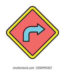 Turn Right Icon Design For Personal And Commercial Use