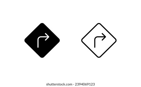 Turn Right icon design with white background stock illustration