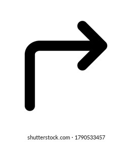Turn Right icon outline vector. isolated on white background