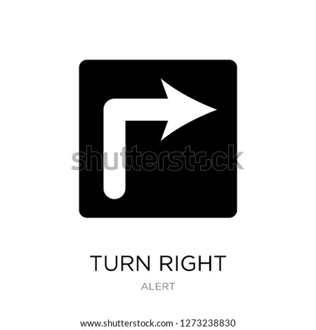 turn right icon vector on white background, turn right trendy filled icons from Alert collection, turn right simple element illustration