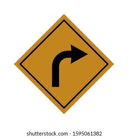Turn right icon vector traffic sign