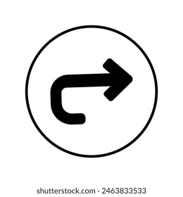 turn right icon with white background vector stock illustration