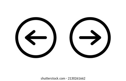 Turn Right and Left Arrow Icon Vector in Circle Line