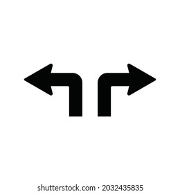 Turn right and left arrow vector sign for your information and illustration