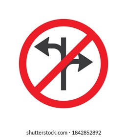 Turn right or turn left glyph icon road sign vector illustration in white background. Turn right or turn left icon sign