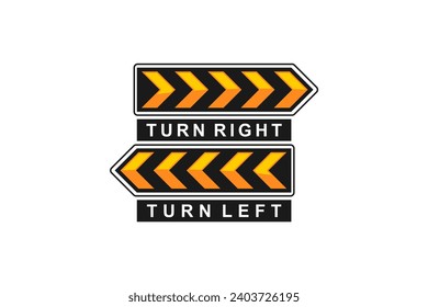 Turn right turn left sign vector template logo design