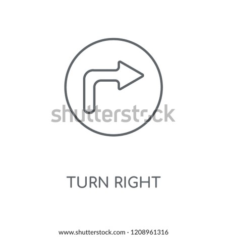 Turn right linear icon. Turn right concept stroke symbol design. Thin graphic elements vector illustration, outline pattern on a white background, eps 10.
