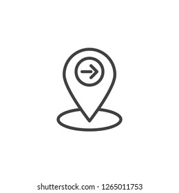 Turn right map marker outline icon. linear style sign for mobile concept and web design. Direction pointer location pin simple line vector icon. Symbol logo illustration. Pixel perfect vector graphics