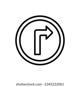 Turn Right Outline Icon Vector Illustration