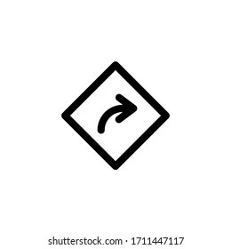Turn Right Road Sign User Interface Outline Icon Logo Vector Illustration
