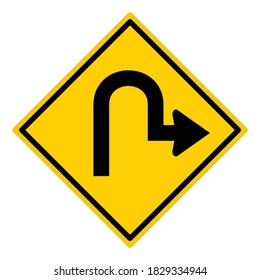 turn right sign, curve to right signal, traffic sign