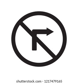 Turn right sign icon. Trendy Turn right sign logo concept on white background from Traffic Signs collection. Suitable for use on web apps, mobile apps and print media.
